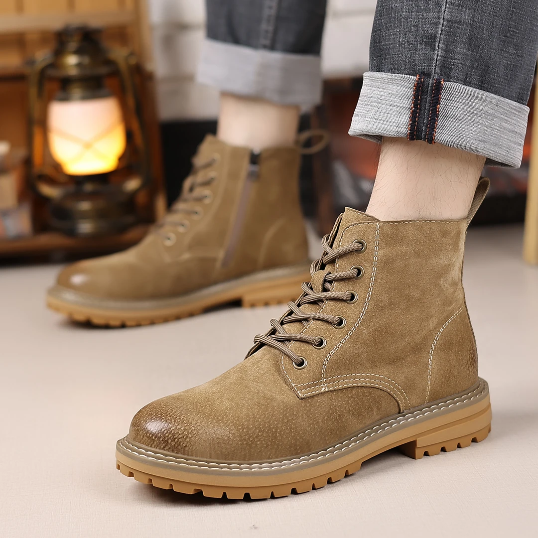 男款真皮马丁靴男鞋高帮鞋户外登山皮靴皮鞋中帮工装靴冬季男靴子