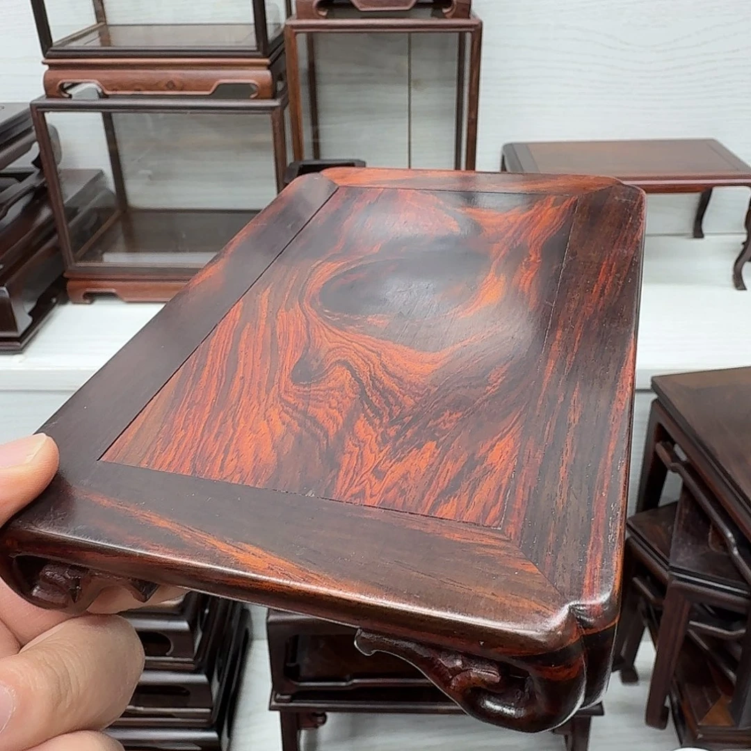 金***金木大红酸枝手工雕花黑漂红微瑕