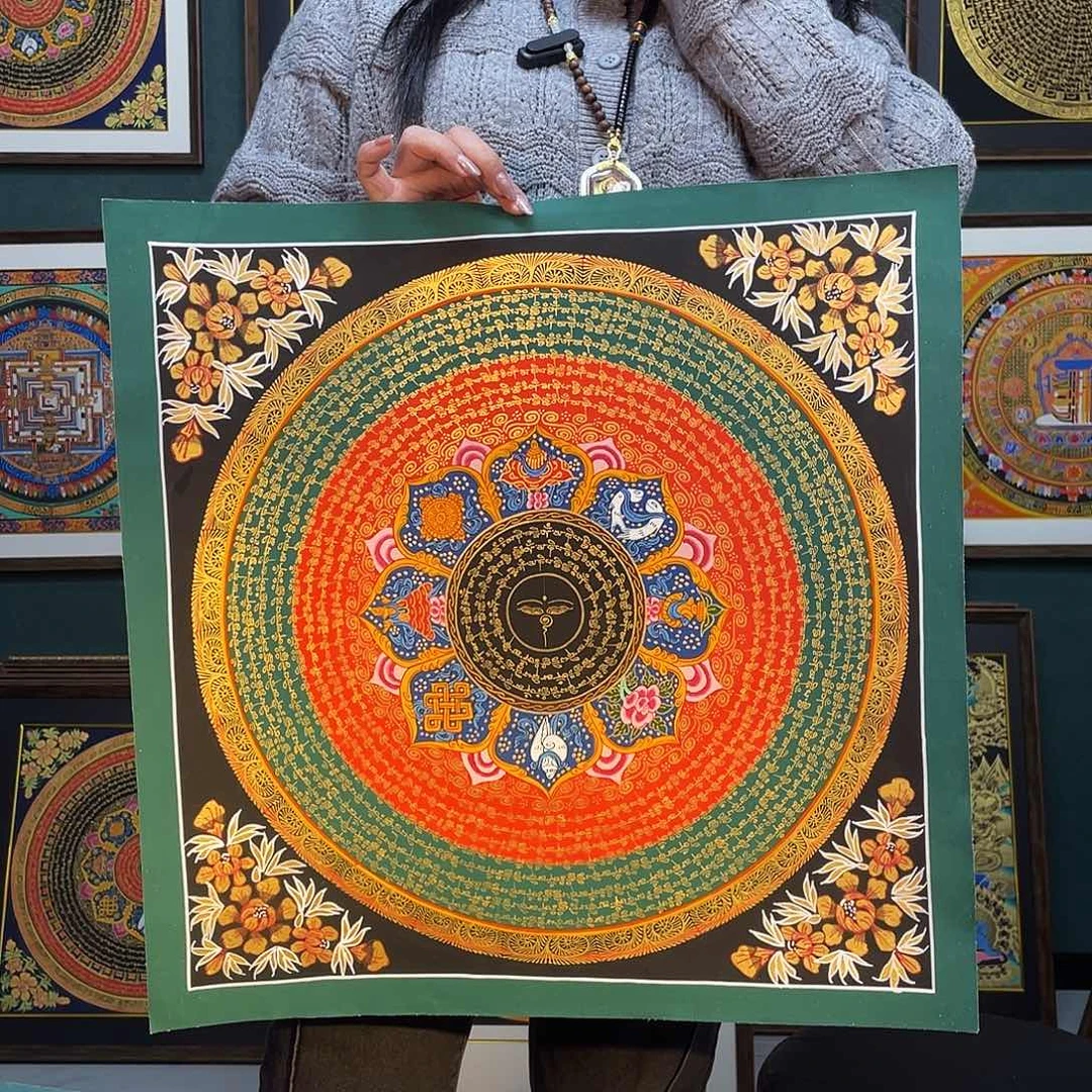 向***天卷轴画手绘唐卡 50厘米六字