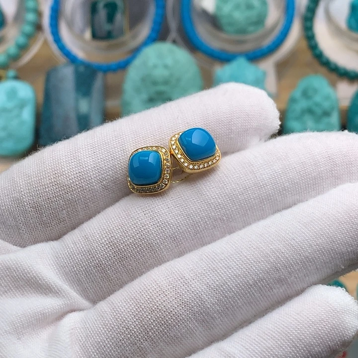 绿松石18K金镶嵌珠宝奇石