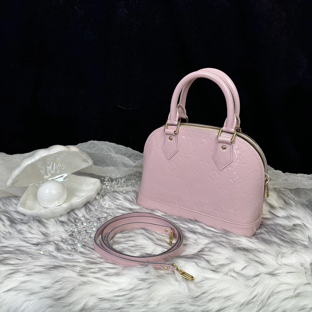 95新 LouisVuitton/路易威登 樱花粉贝壳BB手提斜挎包
