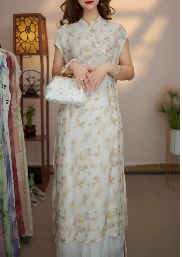 玺麻【茉香】月亮袖104新款夏季女装连衣裙新中式气质百搭显瘦