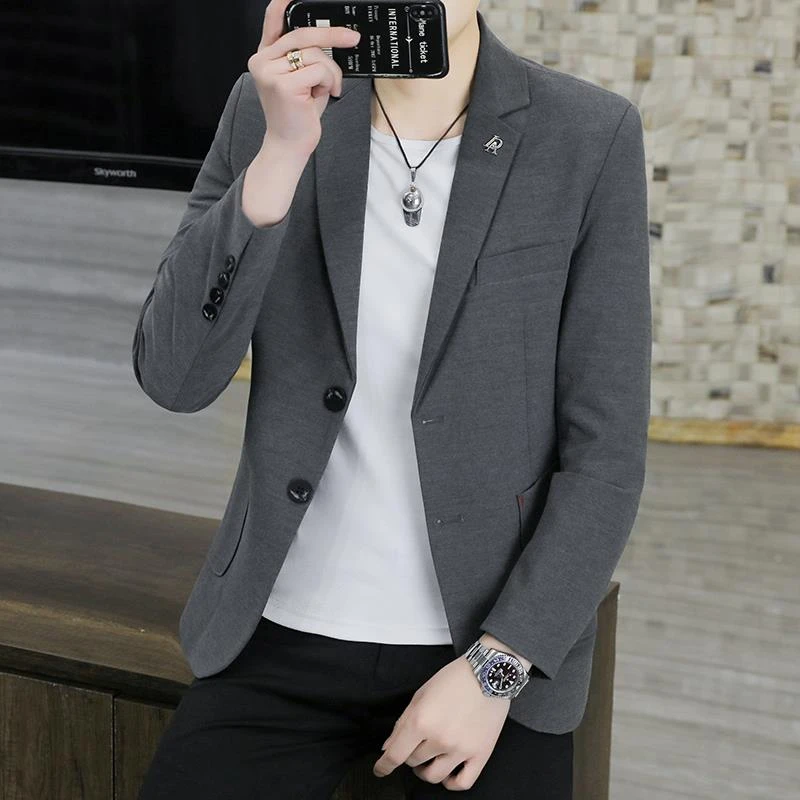小西装男外套韩版休闲潮流男装单西上衣2023春秋新款商务帅气西服