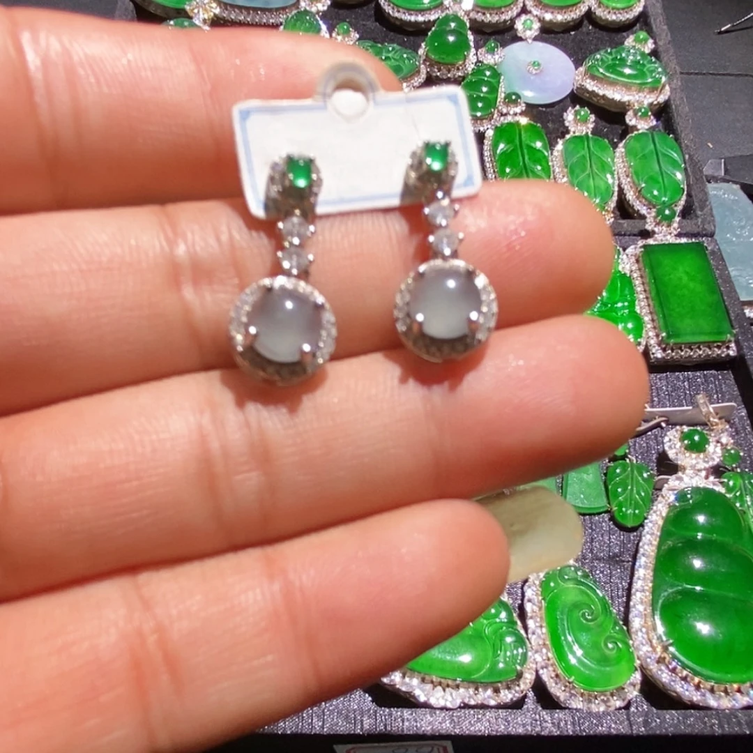 翡翠未镶嵌耳饰A货翡翠4