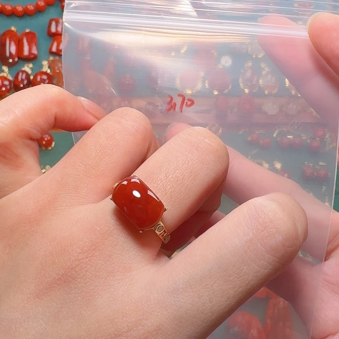 南红玛瑙银S925镶嵌戒指