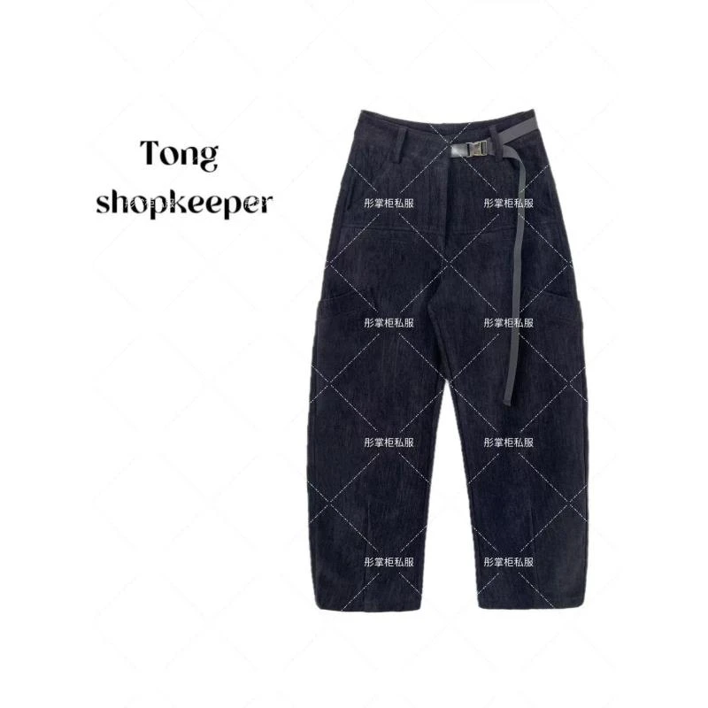 TS-QJ/彤掌柜1681268 冬季加厚24拼接腰带设计秀款时尚减龄休闲裤