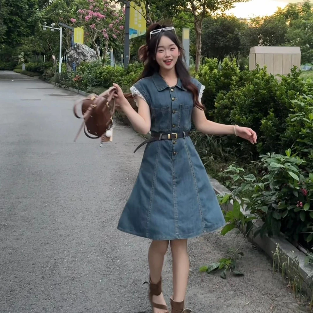 独特别致短裙2025新款夏季裙子小众高级小个子复古牛仔连衣裙女