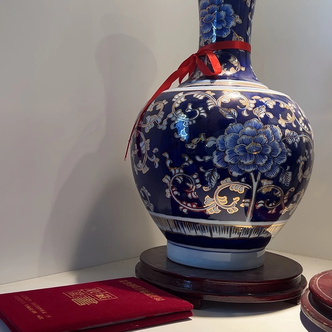 马***陶摆件40cm青花赏瓶