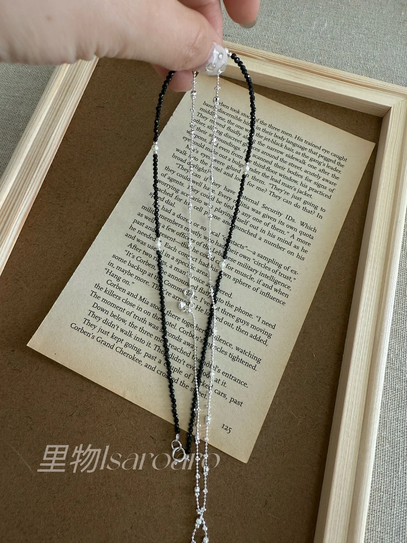 925银银制品 【里物lsaroaro】S925纯银黑晶石珍珠手工项链