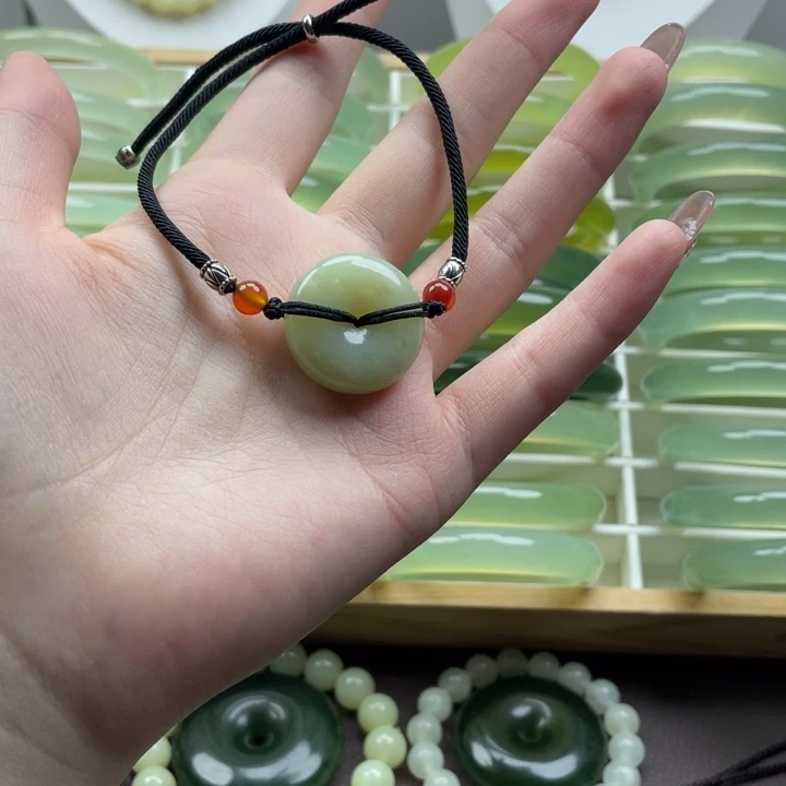 蛇纹石玉合金手链