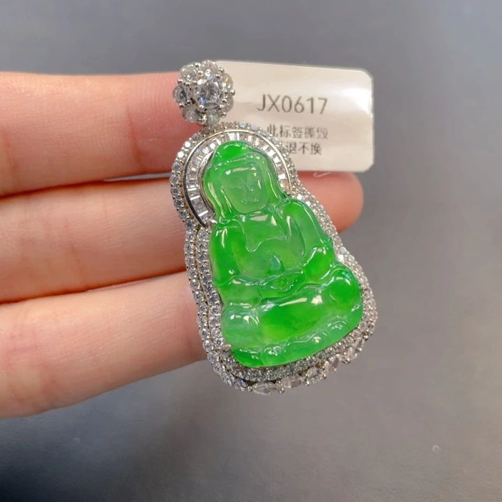 翡翠银S925镶嵌吊坠(不含链)