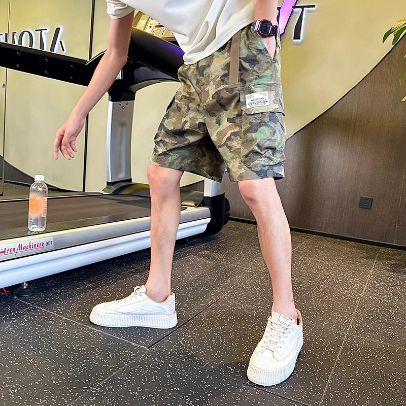 基密雷昂夏季迷彩休闲短裤男士潮流薄款工装五分裤百搭运动中裤子