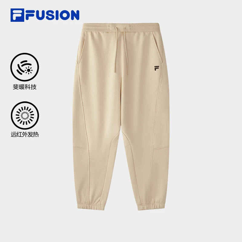 FILA FUSION斐乐潮牌针织长裤男2025冬加绒收口裤T11M543605F