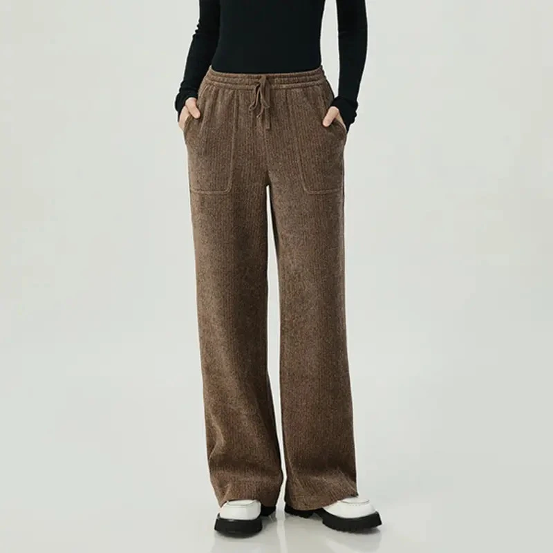 【商场同款】新款植绒加绒显瘦百搭通勤高腰小直筒裤长裤女5100386