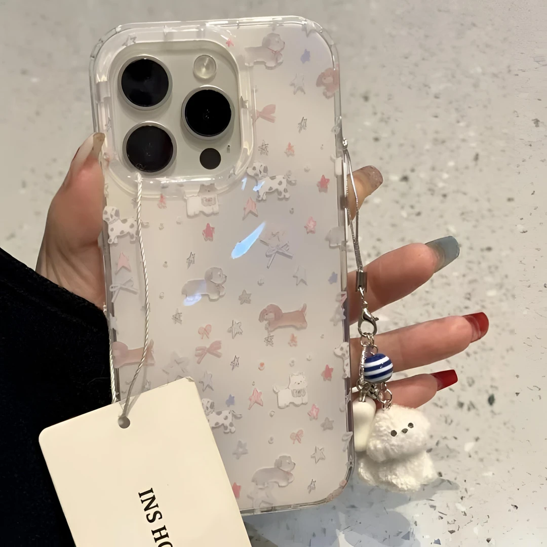 紫晕染星星小狗适用苹果16PRO/华为/小米/VIVOIQOOOPPO一加手机壳