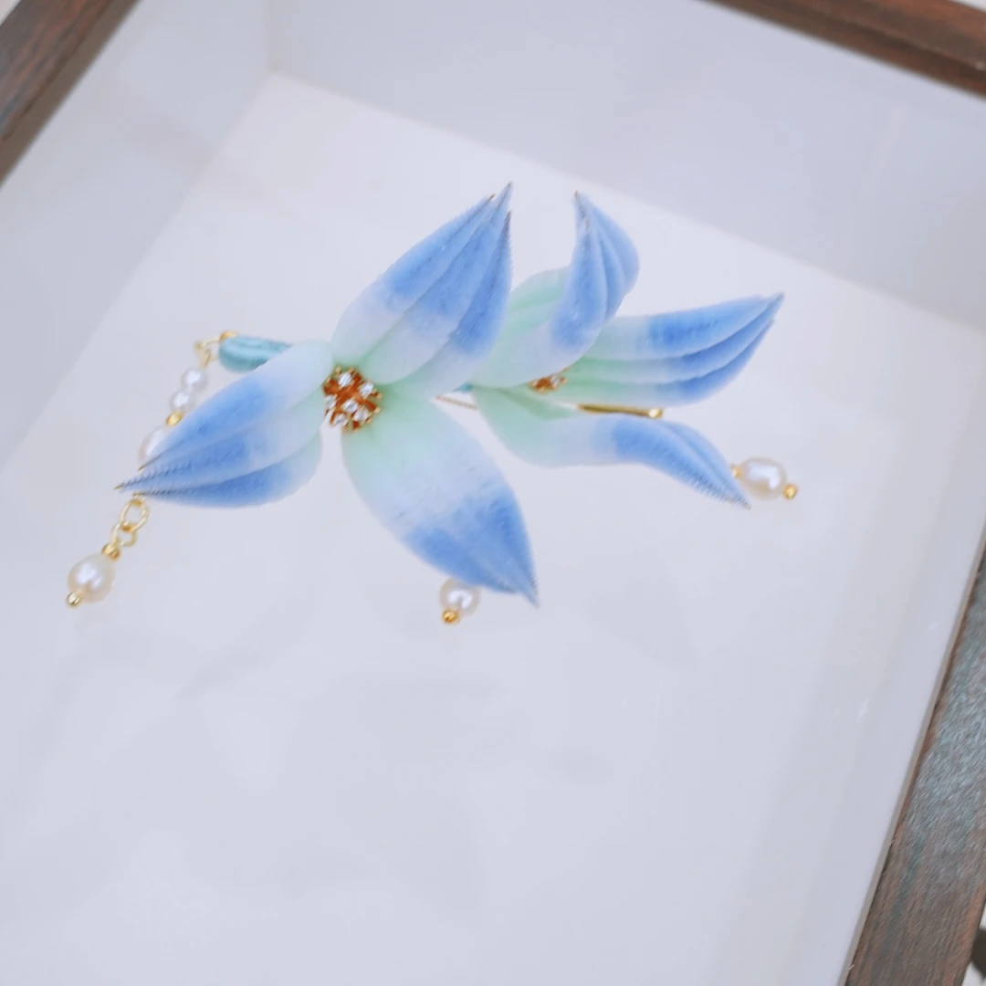 （她寻宫禧）新中式非遗细绒绒花胸针蚕丝线工艺绒花