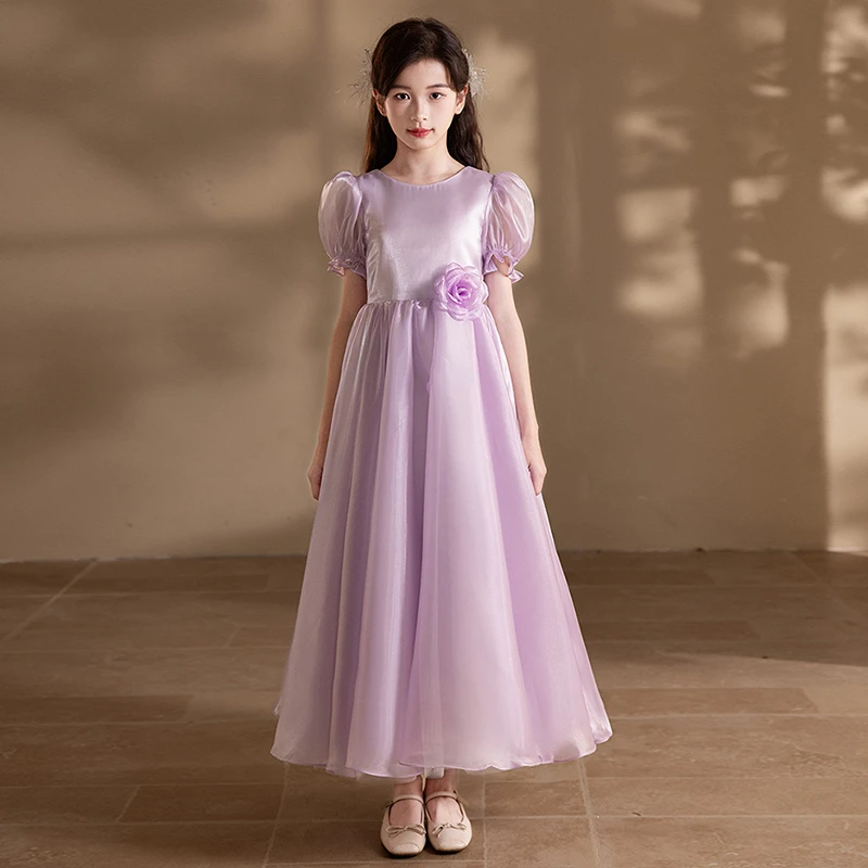 新儿童高端礼服春短袖显瘦钢琴表演礼服女童管弦声乐团朗诵演出服