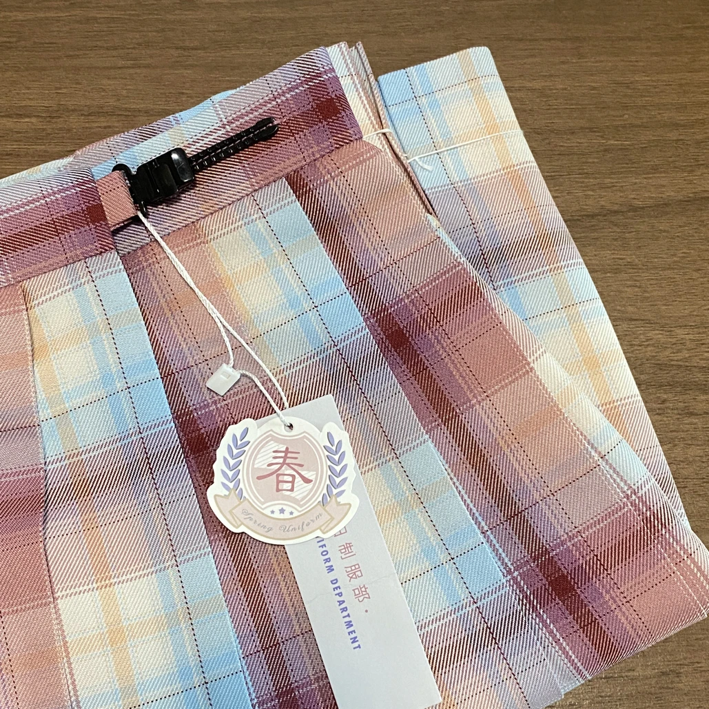 清仓 春日制服部童话梦可爱日系粉色半身裙 格裙 尾单 有轻微色差