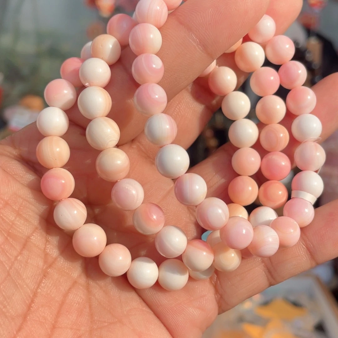 水晶手串未镶嵌8mm女王粉贝手串多样性发其一