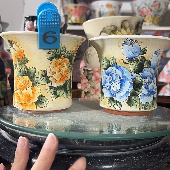 景德镇幸运花盆手绘韩式花盆