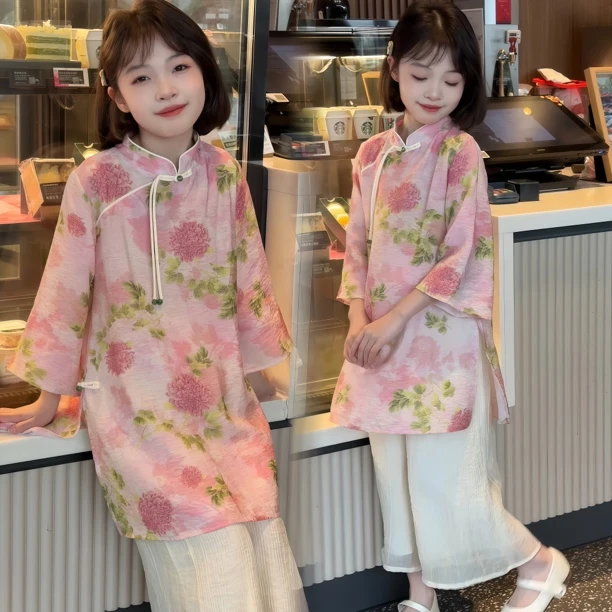 （牡丹若璃）2025新款女童小众中国风新中式古装汉服裙套装