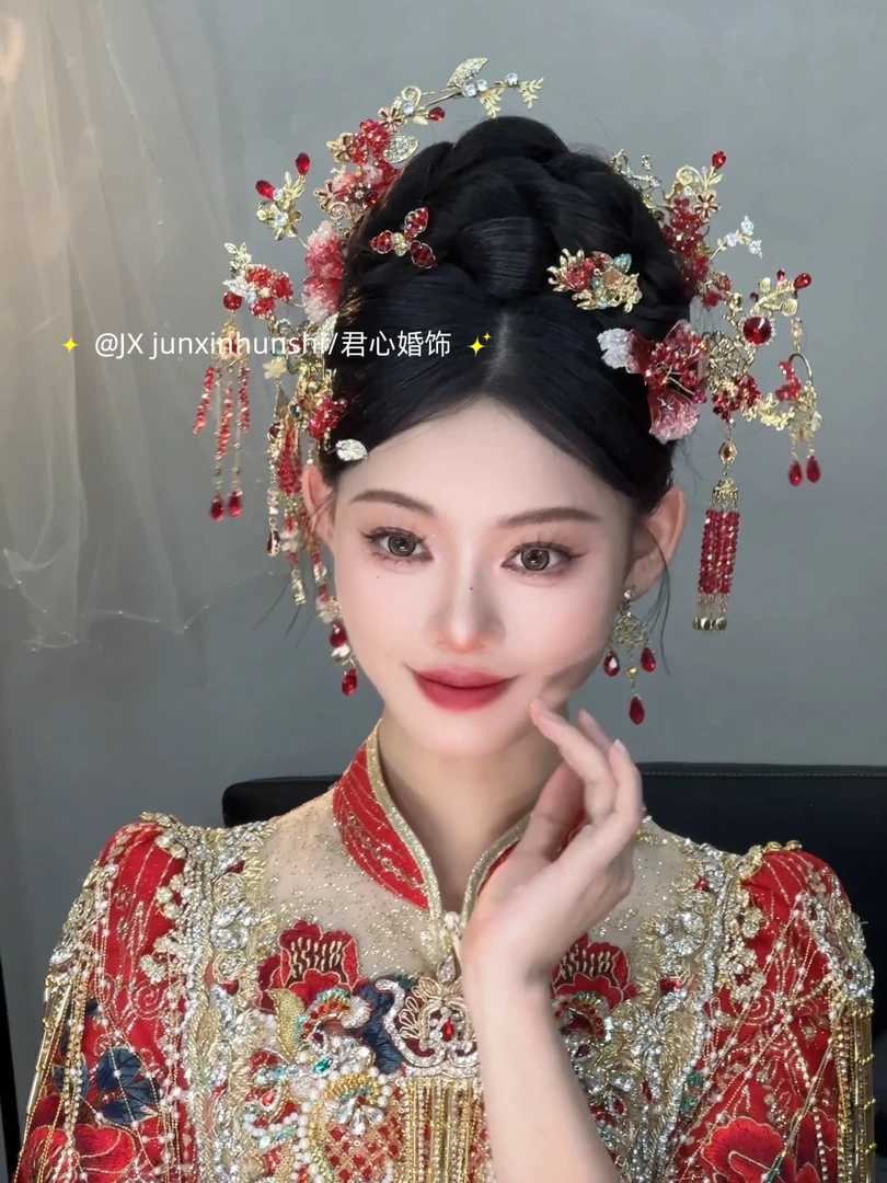 君心家 m2xs金红不规则新中式发钗新娘秀禾结婚头饰