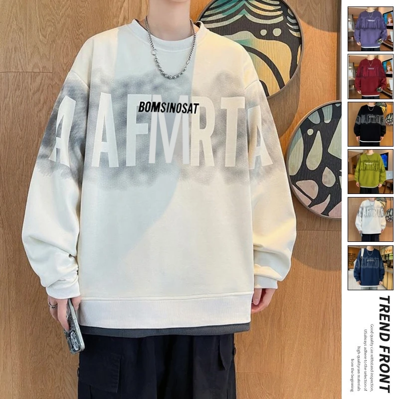 重磅圆领长袖男女同款秋季打底休闲百搭潮流运动简约卫衣802