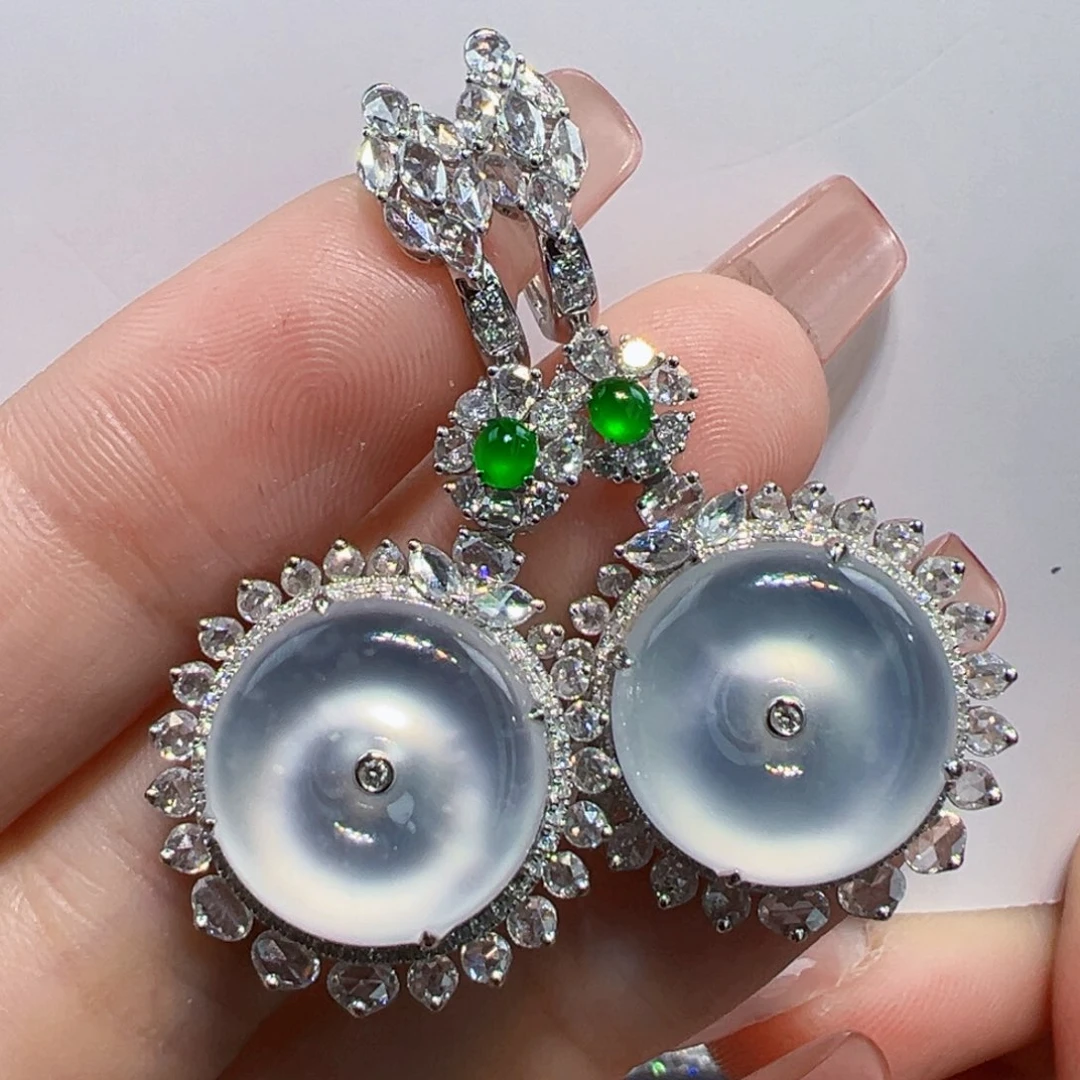 翡翠耳饰18K金镶嵌耳坠