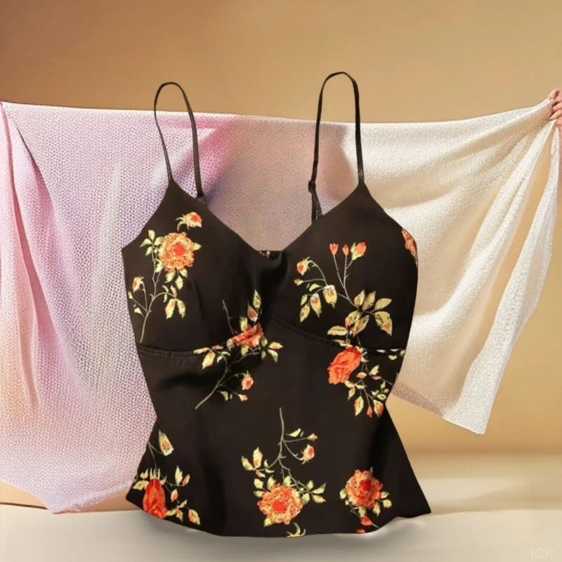 法式性感碎花吊带小背心短款设计感打底内搭吊带衫女印花内衣夏季