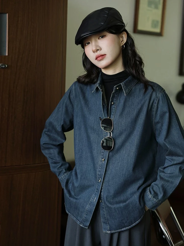 ZEMALA·深蓝色牛仔衬衫