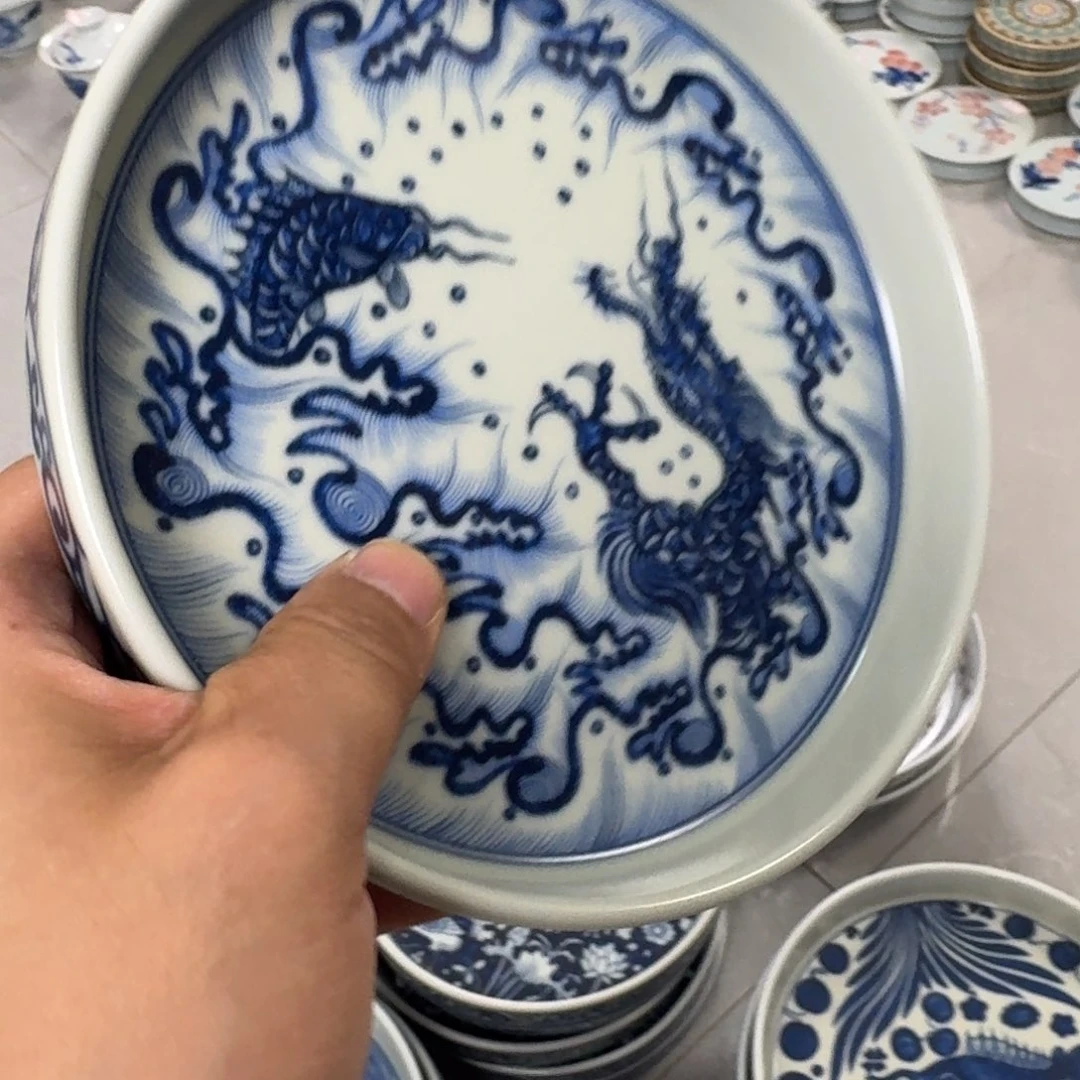 摆件青花鱼化龙大壶承