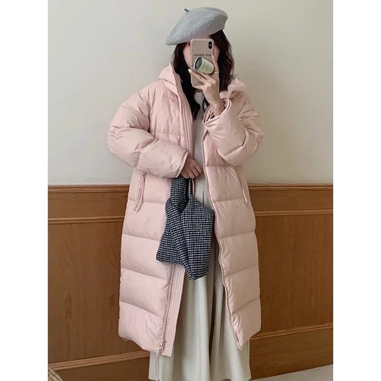 DUCURNO连帽羽绒服女冬季2025年新款时尚中长过膝款加厚百搭外套