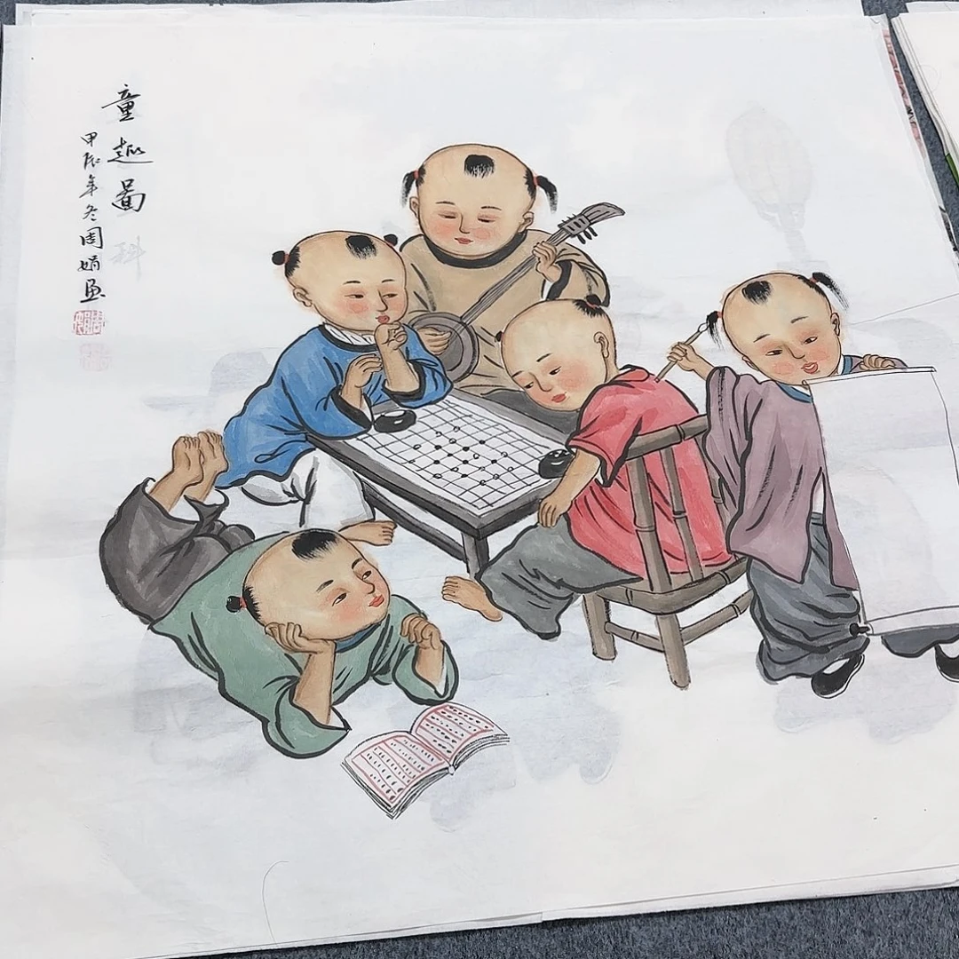 国画尺寸70X70手绘作品