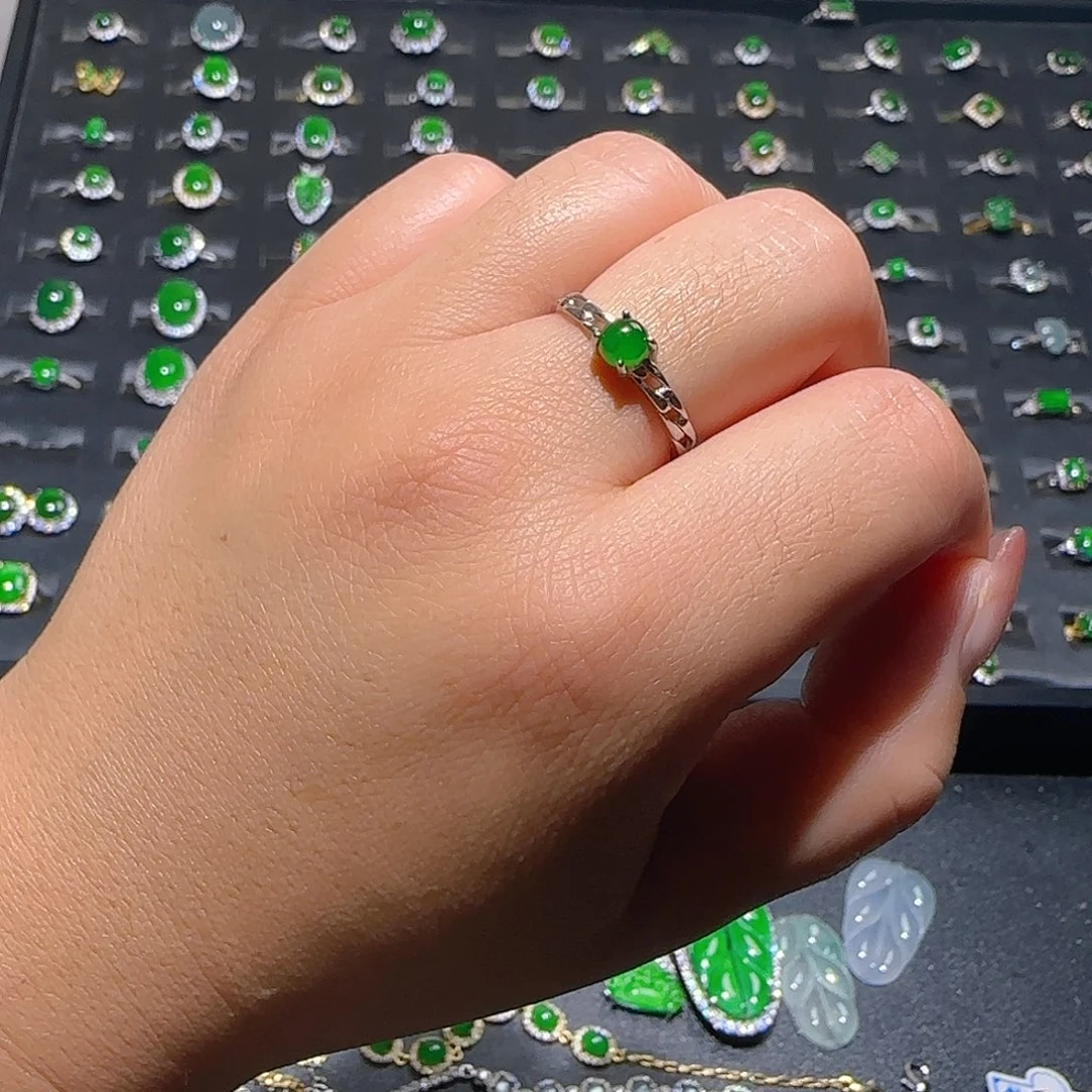 翡翠银S925镶嵌戒指