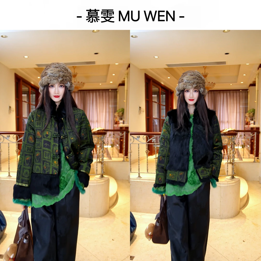 【晓山青】新中式香云老料双面穿提花减龄显瘦外套25426883