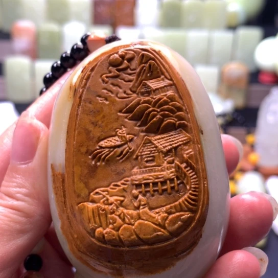 石材方解石手把件