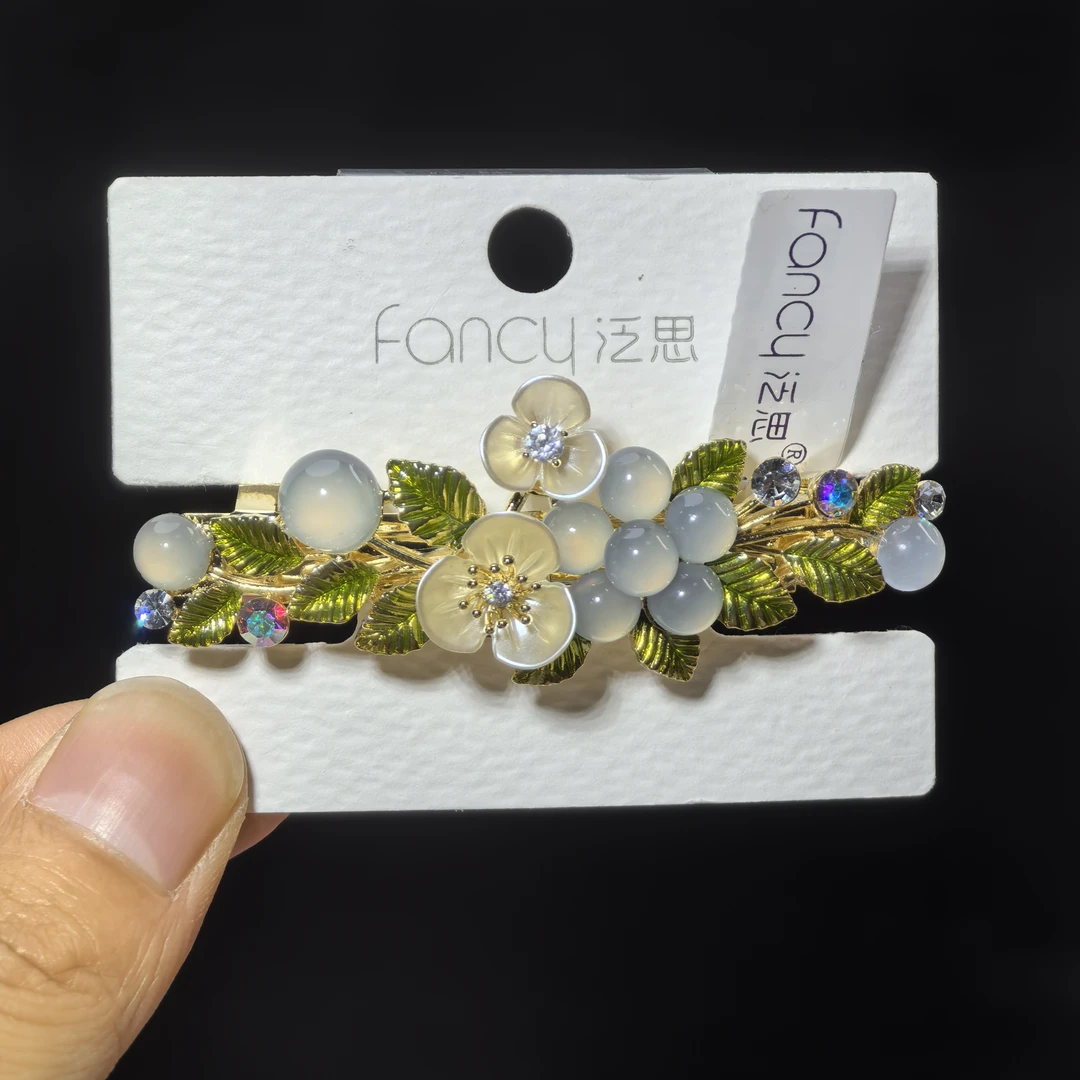 泛思新款贝壳花朵小号顶夹弹簧夹清新气质轻奢时尚古风后脑勺发卡