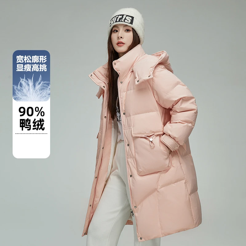 门店15&99！冰淇淋系列」90%鸭绒巨暖加厚长款连帽羽绒服女 M13947