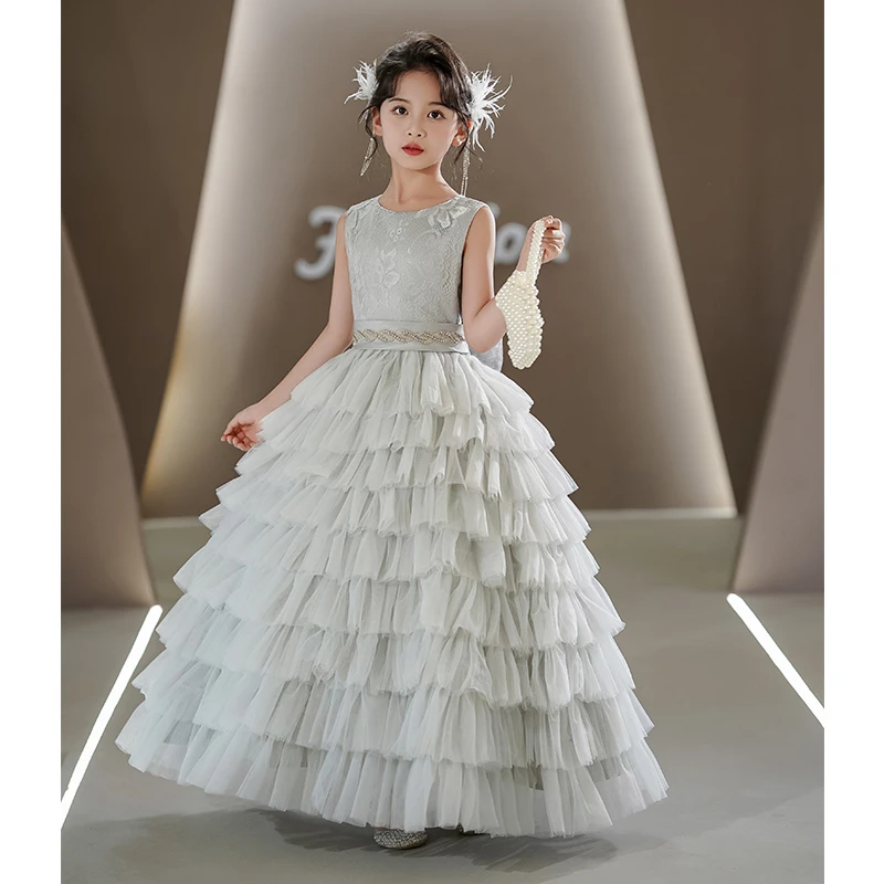 女童晚礼服儿童生日礼服蛋糕裙公主裙花童小女孩主持人钢琴演出服