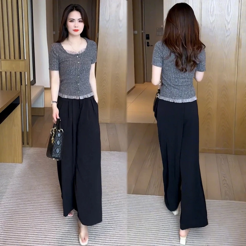 【赠运费险】夏季显瘦短袖小众设计感时尚小个子花边气质短款上衣