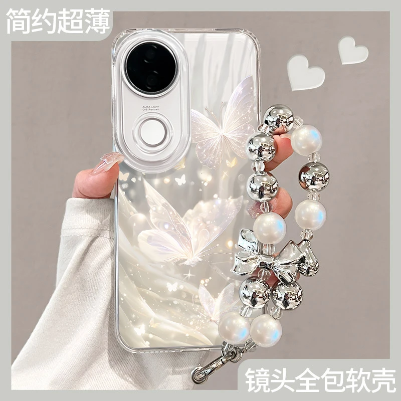 适用vivos19手机壳透明vivo硅胶s19pro网红潮牌蝴蝶高级挂绳外壳