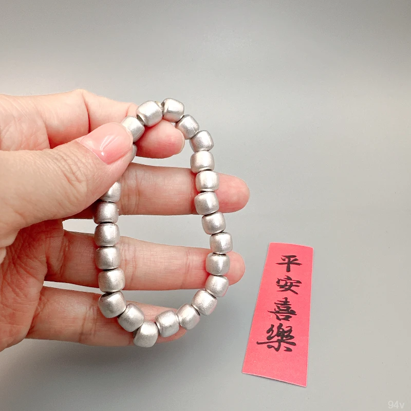 银9999实心手串光面圆珠珠手串手链简约气质时尚百搭