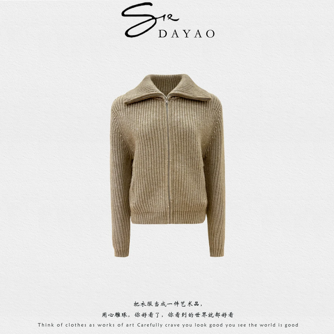 「DAYAO」25s秋季新款时尚休闲好看翻领秋冬开衫短外套WYA259186