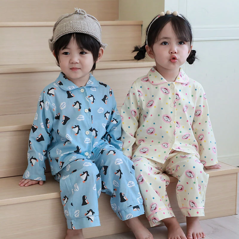 男女童宝宝纯棉A类宽松家居服儿童四季长袖开衫外穿睡衣棉布套装