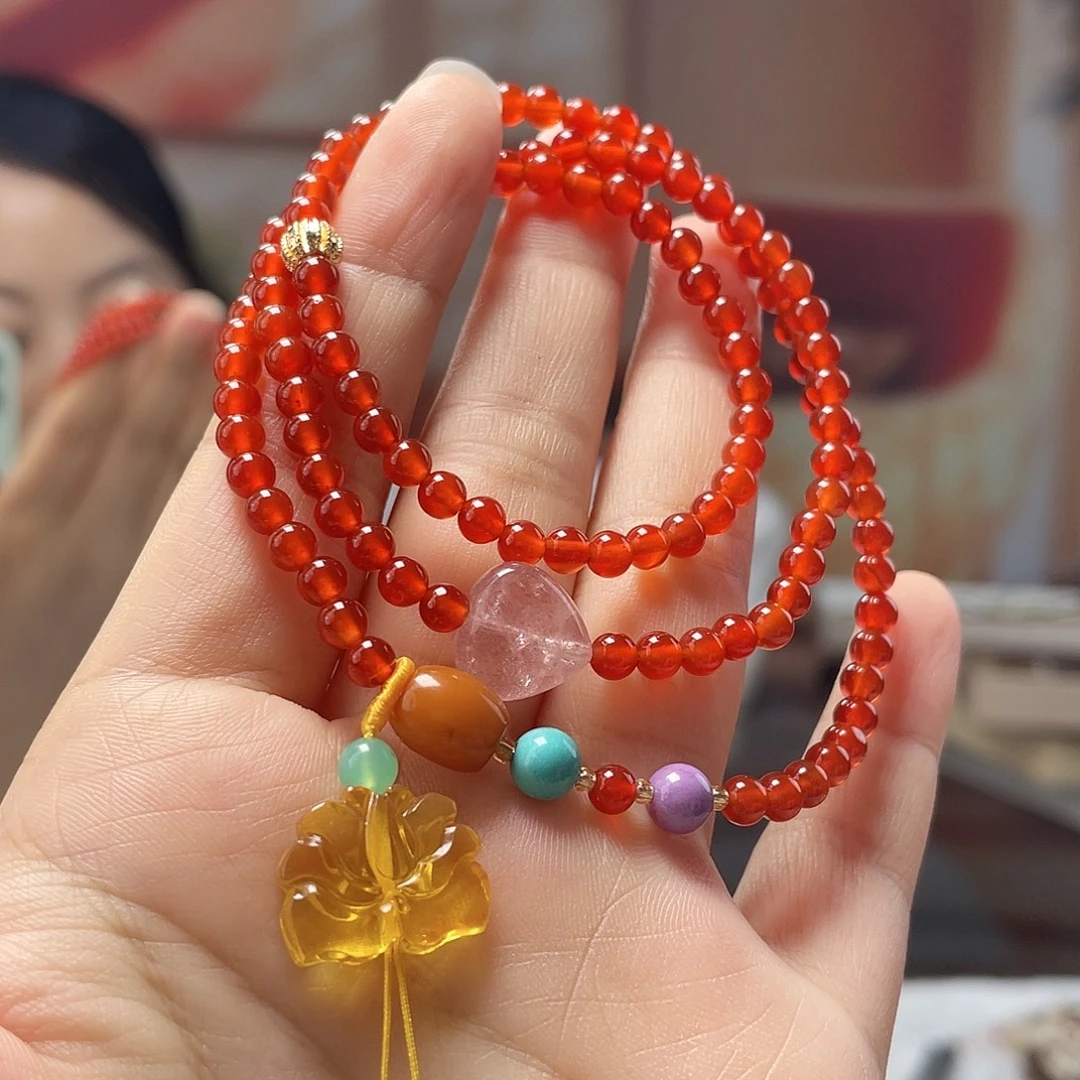 琥珀未镶嵌裸石手串