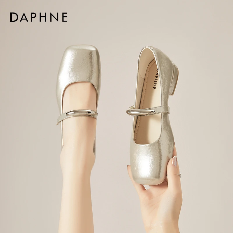 达芙妮浅口玛丽珍鞋女新款夏季法式温柔圆头粗跟单鞋时尚气质女鞋