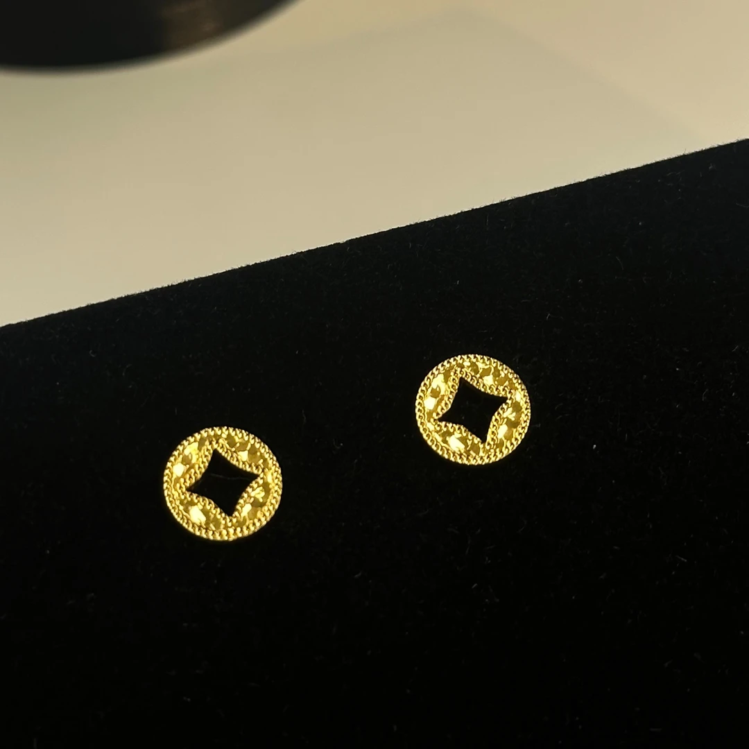 铜合金耳饰 碎冰冰钱币耳钉A29