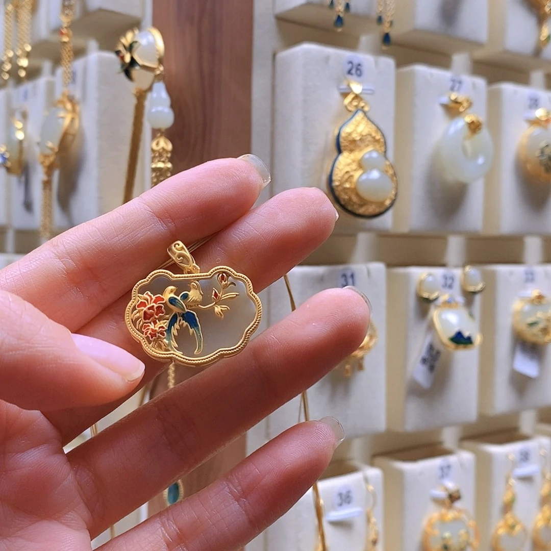 和田玉银S925镶嵌颈饰