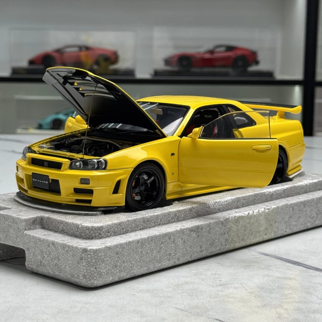 MH 1/18 尼桑R34 Nissan Skyline GT-R VERSION合金汽车模型