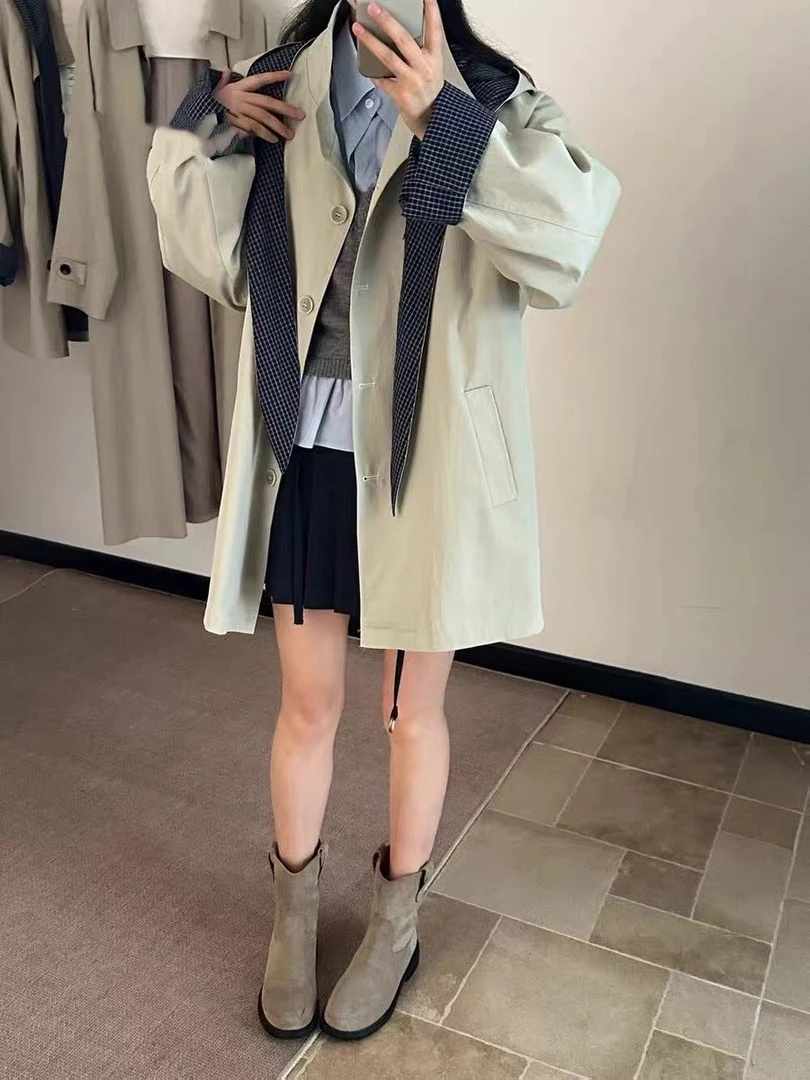 风衣女款爆款2025新款洋气减龄春秋卡其色高级时髦中长款外套女